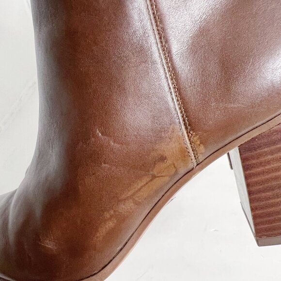 Franco Sarto Ilaria Brown Leather Heeled Booties Boots Women's Size 9.5 - Picture 9 of 11